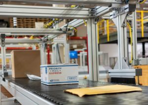 Push Bar Sorter in use at a Mail facility.